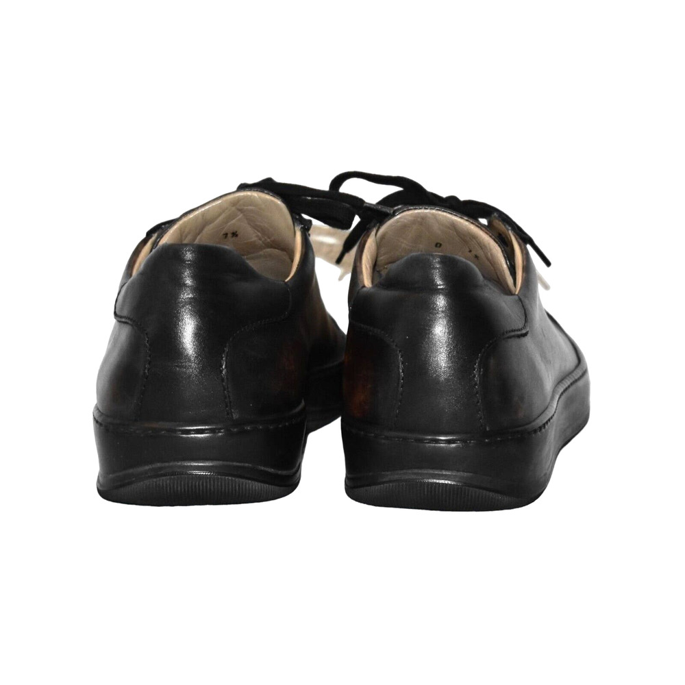 C0 Auth SANTONI Dark Brown Calfskin Leather Low Top Sneaker Shoes Sz 7.5 US 8.5 - Picture 4 of 9